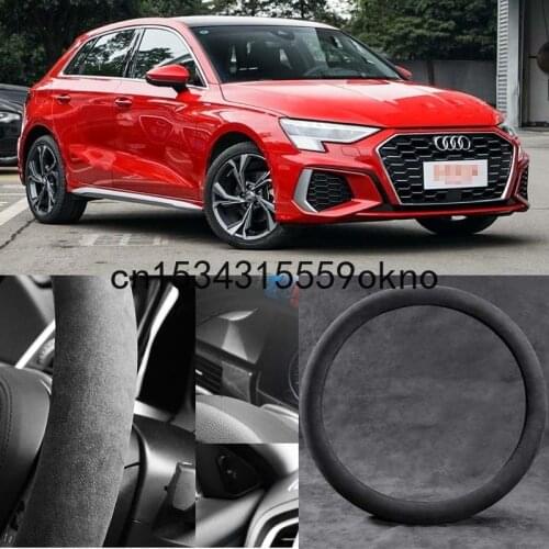 For Audi A3 Circular D Type Black Alcantara Suede Car Steering Wheel Cover Car Accessories