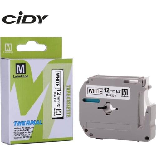 CIDY 2pks Mk Tape MK231 MK 231 M-K231 Black on white for PT-65 PT-70 PT-80 PT-85 PT-90 PT-M95 PT-100 PT-110 PT-45M Label Printer