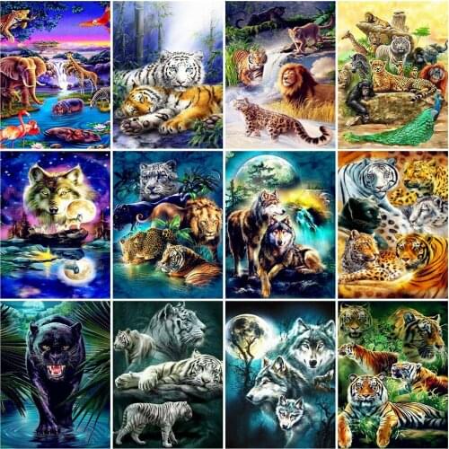 EverShine Diamond Painting Lion Handmade Gift 5D DIY Diamond Embroidery Animals Hot Sale Leopard Mosaic Wolf Home Decorations