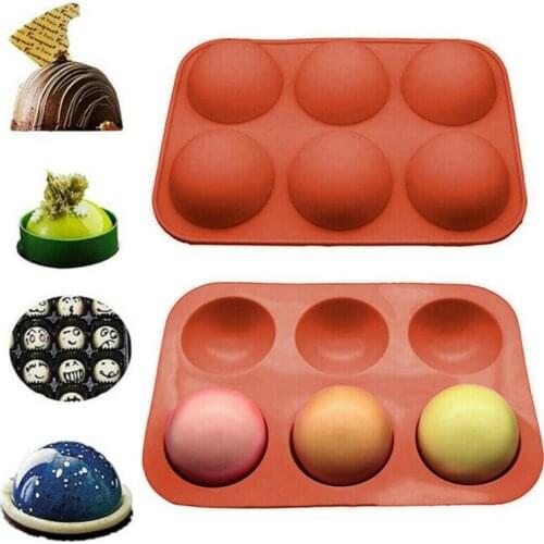 DIY 6 Cavity Circle Half Sphere Silicone Chocolate Mold Cupcake Cake Baking Pan Molds Decorative Fondant Ball Cake Mould Tools