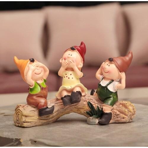 SIMULATION STUMP DOLL STATUE THREE WISE DOLLS MODERN ART RESIN CRAFTWORK HOME INTERIOR DESIGN L2950