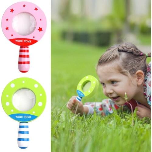Kids Parent-child Interaction Toys Wooden Magnifier Baby Educational Toy Kindergarten Science Observation Magnifier