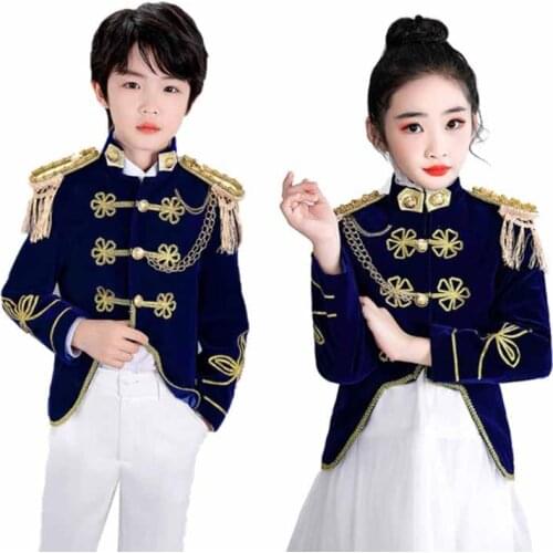 2 Pcs Set Boys Girls New Year Costume Fantasia Kids Cosplay Costume Childrens Military Dress Birthday Gift For Girl Boy 3-13