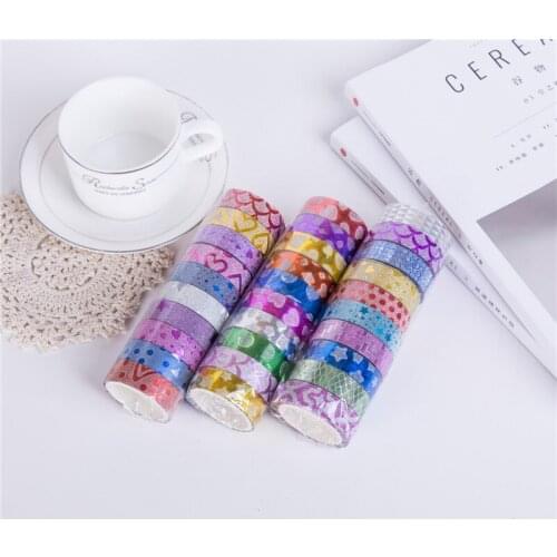 Creative DIY Hand Paste Decorative Lace Color Glitter Glitter Paper Gold Powder Tape Adhesive Strip Wholesale 10 Colors/bucket