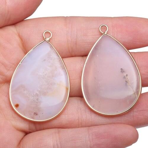 Natural Stone Pendant Drop-shaped White Agates Pendant For Jewelry Making Charms DIY Necklace Bracelet Anklet Accessory