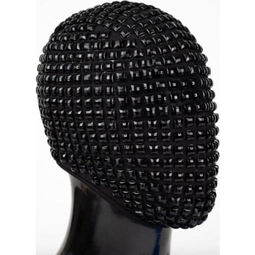 Rivet Mask Black Rhinestones Headgear Nightclub Bar Stage Men Singer Performance Headgear Ornament Party Dance Show Accessories