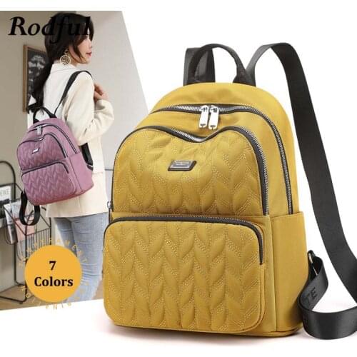 Fashion Waterproof Nylon Womens Backpack Female Casual Back Pack School Bag Backpack for Women Teenager Girls 2021 Black Purple