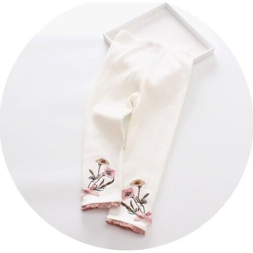New 2019 Spring Autumn 1-4Y Girls sweet white Leggings