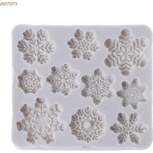 OOTDTY Christmas Snowflake Silicone Fondant Cake Mold Chocolate Candy Mould DIY Decor For Party