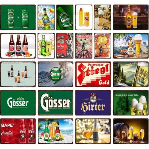 Beer Metal Plaque Signs Vintage Gosser Stiegl Beer Poster Decor Tin Sign Retro Bar Pub Home Decor Wall Decor