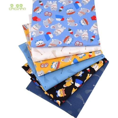 Printed Plain Cotton Fabric,Cartoon Dog Series,DIY Sewing Quilting Poplin Material For Baby & Childrens Shirt Dress Skirt