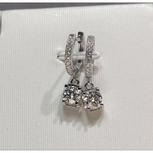 Inbeaut 925 Silver Total 2 ct D Color Pass Diamond Test Excellent Cut Moissanite Cow Head Screw Back Drop Earrings Teen Girls