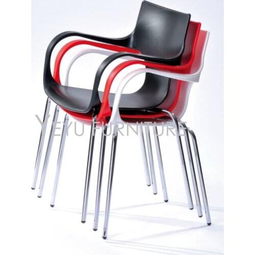 Modern Home Dining Side Chair Minimalist Modern Design Chair Simple Design Caft Loft Chairs Plastic and steel base chair 2PCS