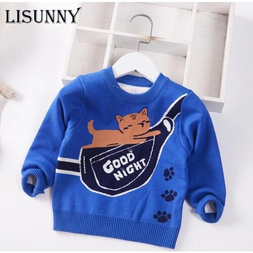 Boys Sweater 2021 Autumn Winter Baby Sweater Jumper Cartoon O-Neck Letter Children Sweater Toddler Pullover Kids Clothes 1-7y