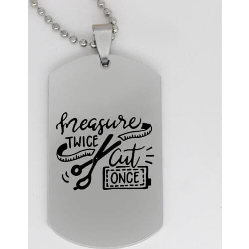 Ufine jewelry girl gift pendant army card measure twice cut once stainless steel customed necklace N4253