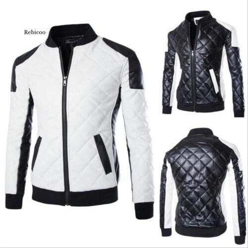 High Street Patchwork Men Leather Jackets Casual Motorcycle Bike Outwear Men Plus Velvet Thick Coats Winter Chaqueta Hombre