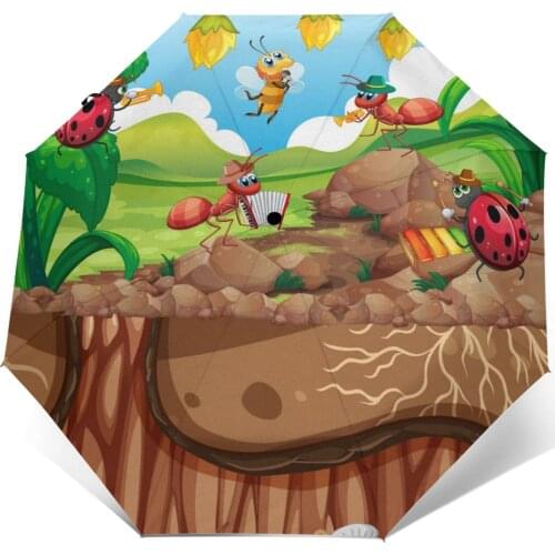 Wind Resistant Folding Automatic Umbrella Women Auto Plants Insects Garden Windproof Umbrellas Rain For Men Parasol