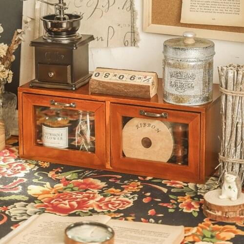 Box Computer Screen Monitor Increase Rack Desktop Storage Box Drawer Retro Wooden Jewelry Cabinet Cosmetic Lipstick Rack Boxes