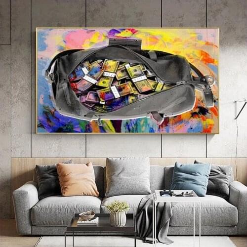 Secure The Bag Canvas Painting Money Pocket Posters and Prints Cuadros Wall Art Picture for Living Room Home Decoration Unframed