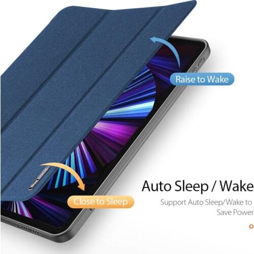 For Ipad Pro 11 2021 Anti-scratch Protective Case PU+TPU Flip Type Solid Color Portable Slim Tablet Cover Shell With Pen Tray