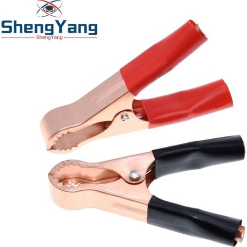 1SET 50A Red + Black 80mm Crocodile Car Caravan Van Battery Test Lead Clips Best Promotion Alligator Clips Connector Plug Power