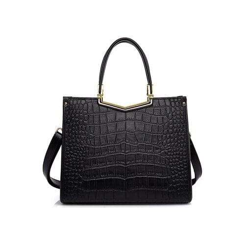 Women black top handle handbag for lady elegant luxury pu leather design fahion daily commuting shoulder bag
