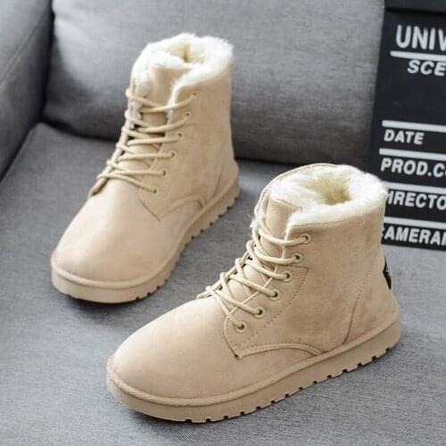 Women Boots Faux Suede Snow Boots Women Ankle Boots Warm Fur women booties Solid Winter Boots Leather Women Shoes