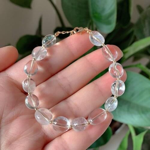 Rock Crystal Mineral Quartz Stone Strand Bracelets Irregular Nuggets Natural Clear Quartz White Crystal Bracelet for Women Femme