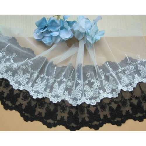 1 Yard Rose Butterfly Tulle Lace Trim, Beige/Off White/Black Embroidered Tulle Lace For Wedding Supplies, Bridal Veils, Costume