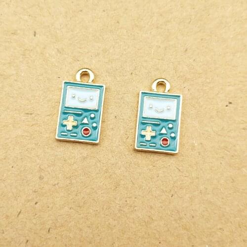 10pcs/lot Game Maching Enamel Charms Fashion Jewelry Earring DIY Making Charms Gold Color Jewelry Making Charms 14*8mm