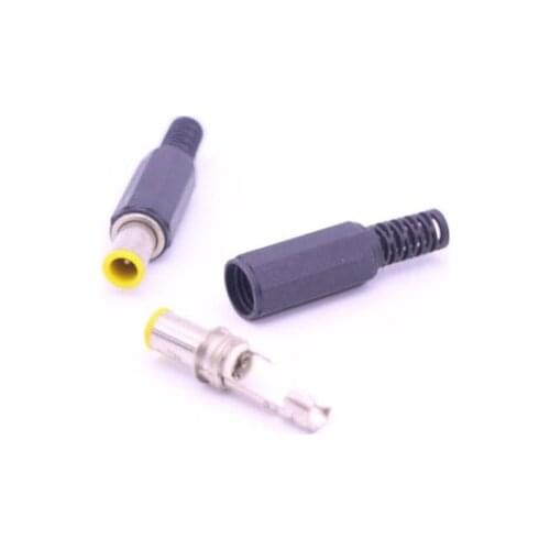 100 Pcs 6.0x1.2mm DC Power Male Plug Adapter Connector Yellow Head Plastic Handle