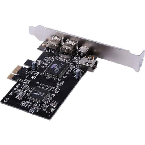3 Ports 1394A Expansion Card PCI-E 1X to IEEE 1394 DV Video Adapter 1x 4Pin 2x 6Pin Controller for Desktop PC