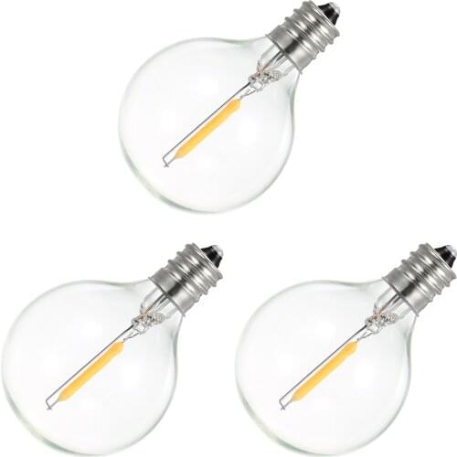 3pcs G40 LED Light Bulbs E12 Screw Base Glass Globe Bulbs for String Lights Indoor Outdoor Garden Christmas Decoration for Home
