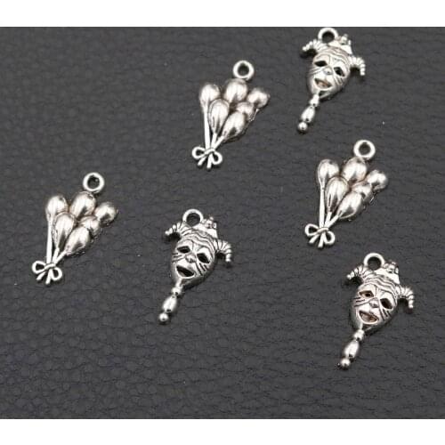 30pcs Funny Circus Metal Pendants, Circus Charms, Clown Charms, Balloon Charms, DIY Retro Jewelry Accessories Unisex A2198