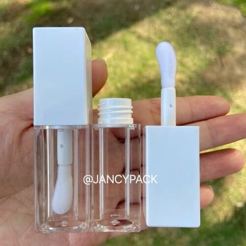 6ml cute white black empty square lipgloss tubes special big applicator lip glaze tube clear bottle lip stick tubes