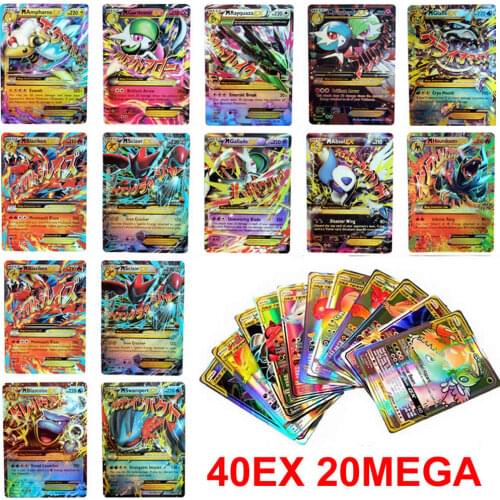 60PCS/Box Pokemon Cards EX MEGA Booster Box TAKARA TOMY English Trading Game Battle Shining Collector Card Toys Gift for kids