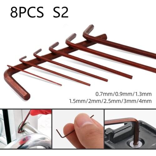 8pcs 0.7mm - 4mm S2 Steel Allen Key Hex Key Set Mini Micro Hex Allen Keys Wrench Effective Anti-rust 0.7mm/0.9mm/1.3mm/1.5mm