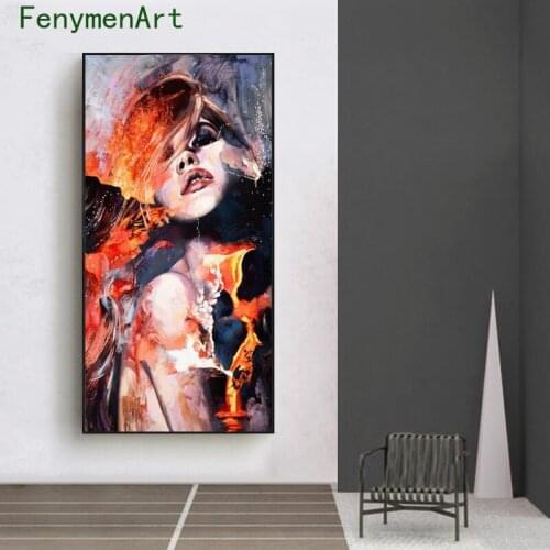 Abstract Flowers Girl Paintings on Canvas Modern Wall Art Nordic Posters And Prints Decorative Pictures For Living Room Home