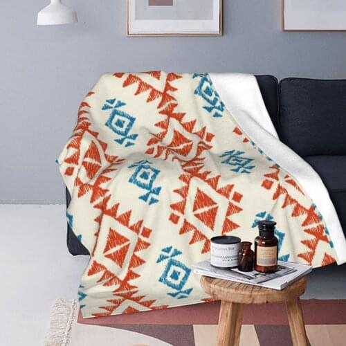 Abstract Geometric Vintage Ethnic Seamless Fuzzy Soft Cozy Warm Fleece Blanket For Couch Bed Dropship Decorative Home Throw