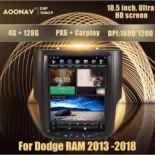 4G+128GB Android For Dodge RAM 1500 2013 -2018 car radio multimedia player Tesla Ultra HD screen 2din head unit