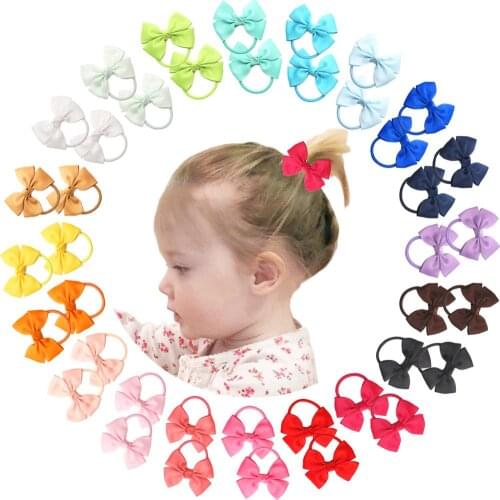 40 Pieces 3" Hair Bows Pigtail Elastic Hair Ties Ponytail Holders For Girls Babies Infants Toddlers