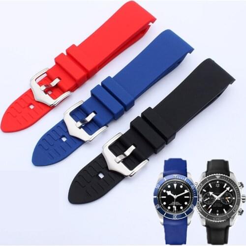 Black orange soft Outdoor curved silicone For S-eiko O-mega oris wristband rubber Watchband 18mm 20mm 22mm waterproof strap