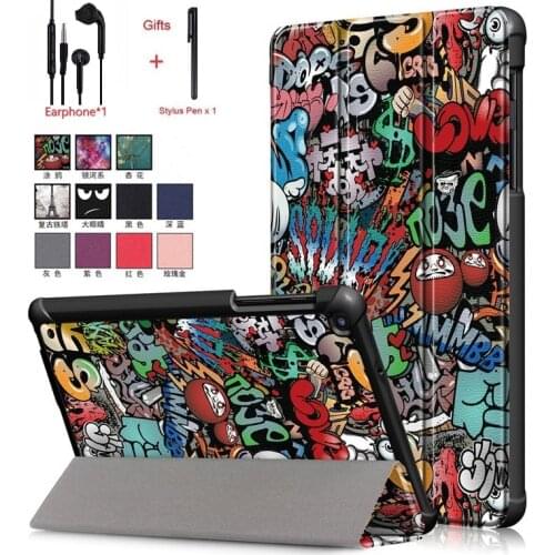 For Galaxy Tab A 8.0 2019 SM-T290 T295 Tablet Stand Holder Cover For Samsung Tab a PU Leather Protective Case Gift=Earphone+Pen