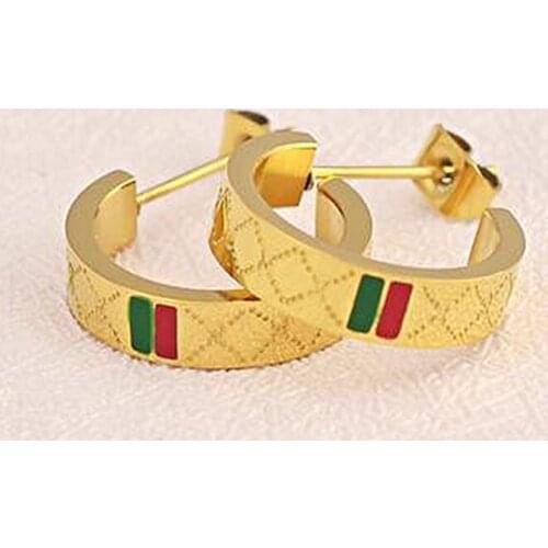 HOT New fashion European and American brand design steel titanium Stud women wearing jewelry earrings girl