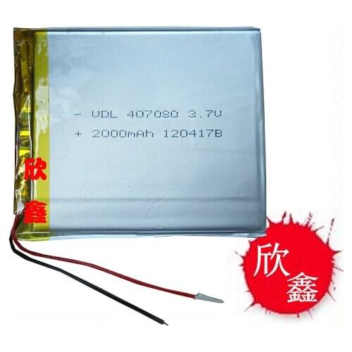 3.7V 2000 mAh Polymer Lithium Battery LiPo For GPS Tablet PC 407080