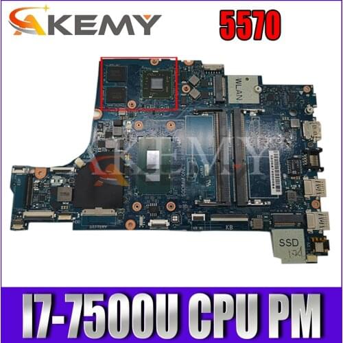 Akemy KPT7N For DELL Inspiron 5570 laptop motherboard mainboard LA-F115P with I7-7500U CPU PM DDR4 5570 mainboard test full 100
