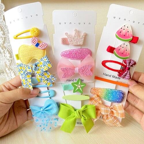 Cute Girls Floral Bow Hairpin Headdress Printed Side Bangs Clip Children Hair accessories Kids Cartoon hair clip Accessories