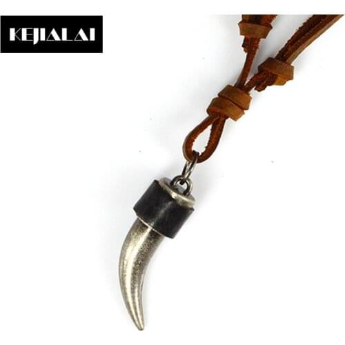 Fashion Jewelry Leather Rope Chain Pepper Pendant Necklace Chili Ox Horn Pendants for Women Men Punk Style Bestfriend Gift