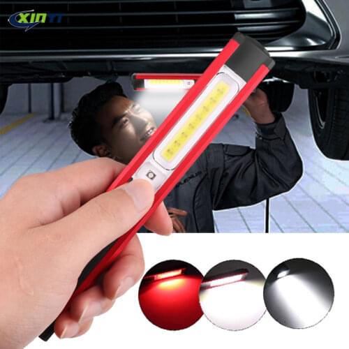 Powerful LED Work Light COB LED Flashlight Magnetic Work Lamp USB Rechargeable Torch Inspection Light with Red/White Light