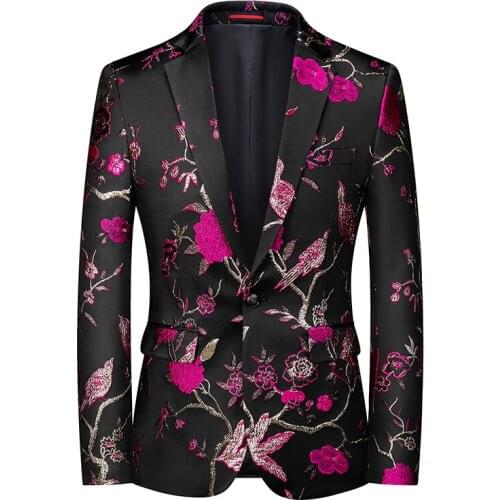 Mens fashion suits, personalized stage performances, banquets, business casual, large-size small suits, embroidery printing